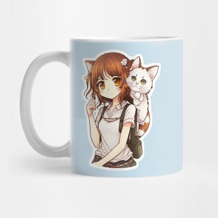 Neko girl with cat anime manga Mug